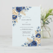 Navy Blue Resplendent Winter Wedding 招待状 (スタンド正面)