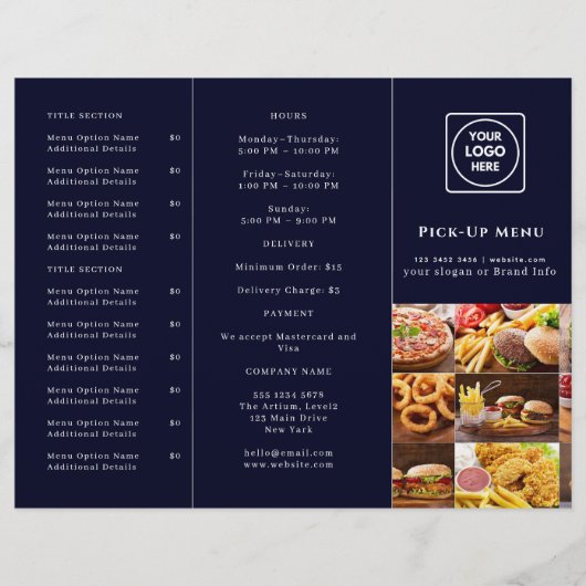 Navy Blue Restaurant Design | Custom Takeout Brand (正面)