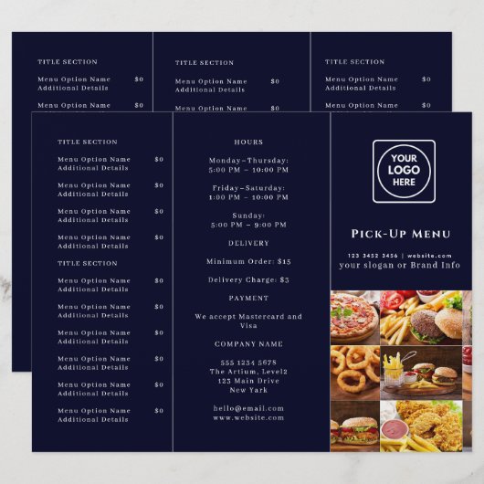 Navy Blue Restaurant Design | Custom Takeout Brand (正面/裏面)