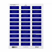 Navy Blue Return Address Labels ラベル (フルシート)