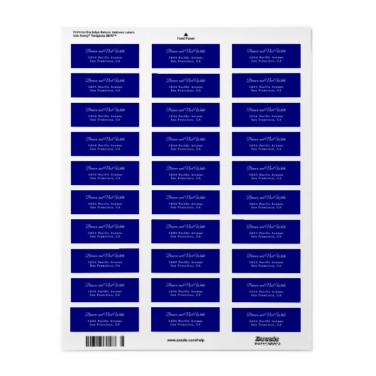 Navy Blue Return Address Labels ラベル (フルシート)