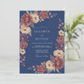 Navy Blue Rich Autumnal Wedding 招待状 (スタンド正面)