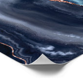 Navy Blue Rose Gold Agate Blush Wedding Welcome ポスター (角)