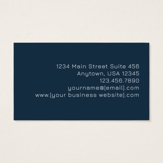 Navy Blue Rose Gold Monogram Business Card (裏面)