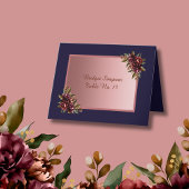 Navy Blue Rose Gold script  pink Floral Guest Card サンキューカード