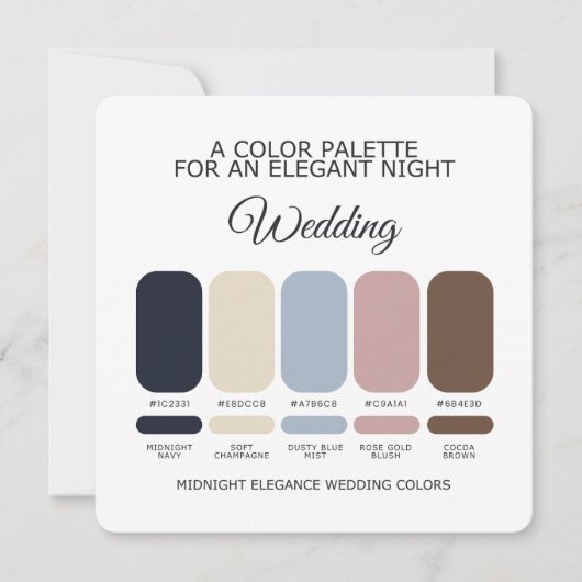 Navy Blue & Rose Gold Winter Wedding Color Palette 招待状 (正面)
