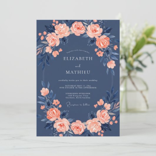 Navy Blue Rose Wedding 招待状 (スタンド正面)