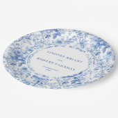 Navy Blue Roses Chic Wedding Paper Plates ペーパープレート (アングル)