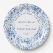 Navy Blue Roses Chic Wedding Paper Plates ペーパープレート (正面)