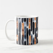 Navy Blue Rust Orange Stripes コーヒーマグカップ (左)