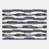 Navy Blue Rust Orange Stripes Birthday ラッピングペーパーシート (正面3)