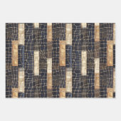 Navy Blue Rust Orange Stripes Birthday ラッピングペーパーシート (正面2)