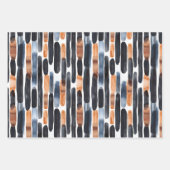 Navy Blue Rust Orange Stripes Birthday ラッピングペーパーシート (正面)