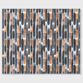 Navy Blue Rust Orange Stripes Birthday ラッピングペーパー (フラット)