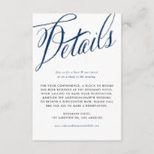 Navy Blue Rustic Calligraphy Wedding Details エンクロージャーカード (正面)