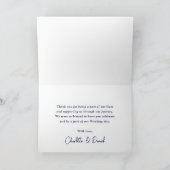 Navy Blue Rustic Floral Lace Sunflower Wedding サンキューカード (内部)