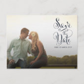 Navy Blue Save the Dateタイポグラフィ発表 ポストカード (正面)