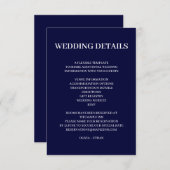 Navy Blue Scandinavian Minimal Wedding Design エンクロージャーカード (正面/裏面)