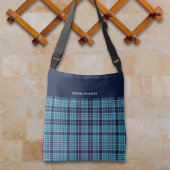 Navy Blue Scottish Tartan Pattern クロスボディバッグ