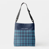 Navy Blue Scottish Tartan Pattern クロスボディバッグ (裏面)