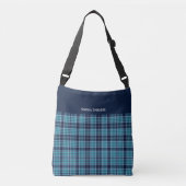 Navy Blue Scottish Tartan Pattern クロスボディバッグ (正面)