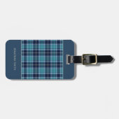Navy Blue Scottish Tartan Pattern ラゲッジタグ (正面横)