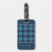 Navy Blue Scottish Tartan Pattern ラゲッジタグ (裏面縦)