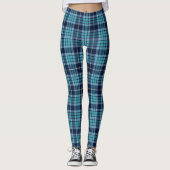 Navy Blue Scottish Tartan Pattern レギンス (正面)