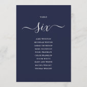 Navy Blue Script Table Number 6 Seating Chart 招待状 (裏面)
