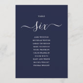Navy Blue Script Table Number 6 Seating Chart 招待状 (正面)
