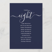 Navy Blue Script Table Number 8 Seating Chart 招待状 (正面)