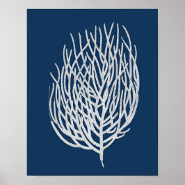 Navy Blue Sea Coral #9 Beach Decor wall art ポスター