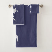 Navy Blue Sea Turtle Bathroom Hand Towel バスタオルセット (インサイチュ)