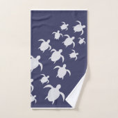 Navy Blue Sea Turtle Bathroom Hand Towel バスタオルセット (ハンドタオル)