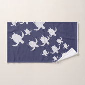 Navy Blue Sea Turtle Bathroom Hand Towel バスタオルセット (ハンドタオル)