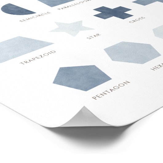 Navy Blue Shapes Educational Classroom Decor ポスター (角)