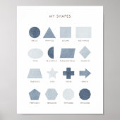 Navy Blue Shapes Educational Classroom Decor ポスター (正面)