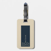 navy blue ship wheel & Monogram Beige Coastal home ラゲッジタグ (裏面縦)