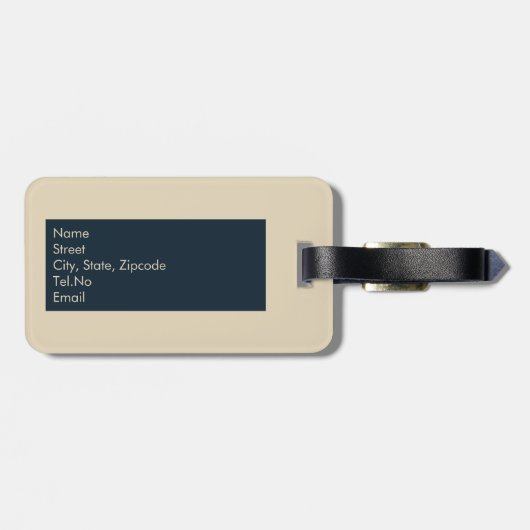 navy blue ship wheel & Monogram Beige Coastal home ラゲッジタグ (裏面横)