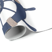 Navy Blue Ship Wheel Nautical ラッピングペーパー (ロールコーナー)