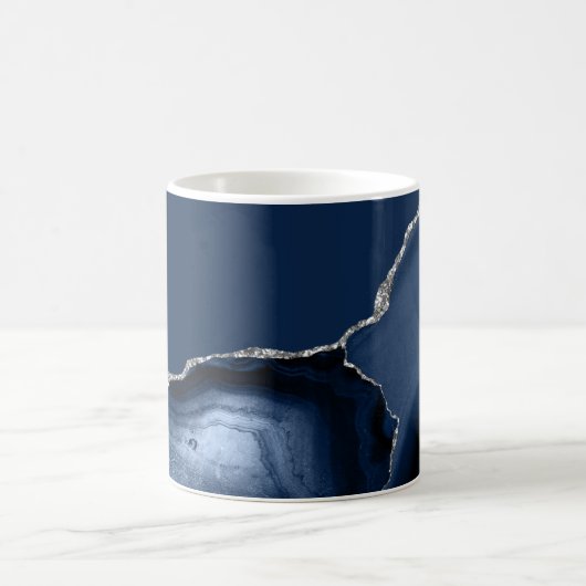 Navy Blue Silver Agate コーヒーマグカップ (中央)