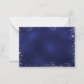 Navy blue silver glitter winter wedding RSVP ノートカード (裏面)