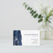 Navy Blue Silver Jewelry Designer Agate Geode  名刺 (スタンド正面)