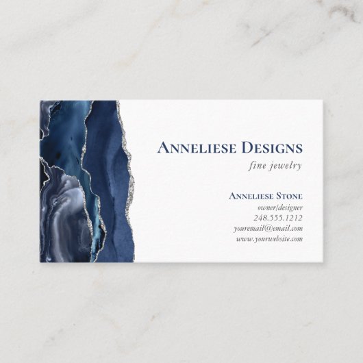 Navy Blue Silver Jewelry Designer Agate Geode  名刺 (正面)