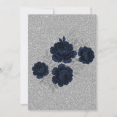 Navy Blue & Silver Leaves Bachelorette Party 招待状 (裏面)