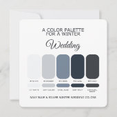 Navy Blue Silver Winter Wedding Palette 2026 Card 招待状 (正面)