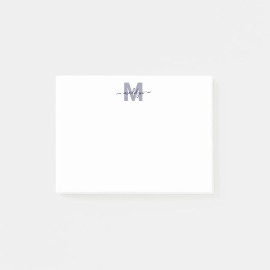 Navy Blue Simple Minimalist Name Monogram ポストイット (正面)