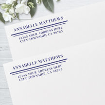 Navy Blue Simple Minimalist Return Address