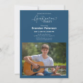 Navy Blue Simple Two Photo Graduation Party 招待状 (裏面)