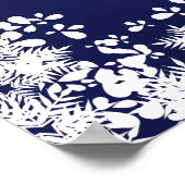 Navy blue snowflakes wedding welcome sign ポスター (角)